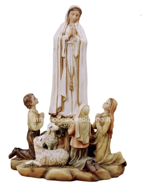 MADONNA DI FATIMA/PASTORELLI 20 CM RESINA