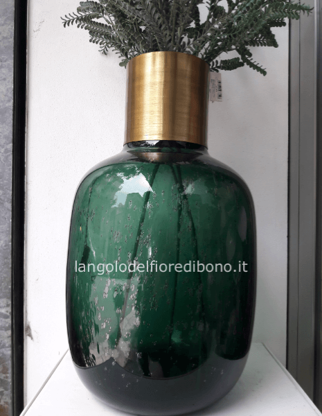 VASO BOTTIGLIA IKIGAI VERDE ORO VILLA ALTACHIARA 43 CM